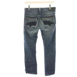 DIESEL SLAMMER デニムパンツ ジーンズ 28 紺 ネイビー USED加工 ボタンフライ ダメージ加工 /HN
