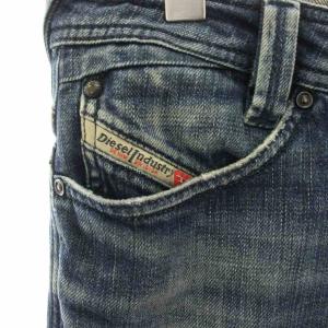 DIESEL SLAMMER デニムパンツ ジーンズ 28 紺 ネイビー USED加工 ボタンフライ ダメージ加工 /HN