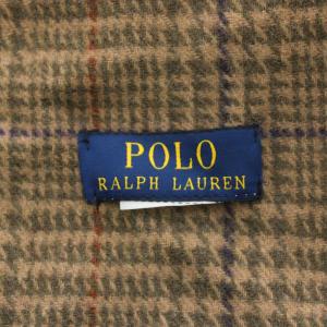 POLO RALPH LAUREN ポロベア マフラー フリンジ チェック柄 茶 ブラウン /AN42 MA