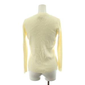 courreges 70s ヴィンテージ リブニット カットソー 長袖 ロゴ コットン フランス製 M アイボリー I8802