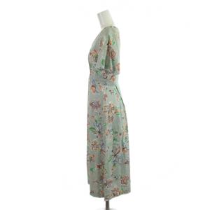 TOMORROWLAND collection ワンピース 34 緑 グリーン 花柄 Vネック 半袖 /AP MA