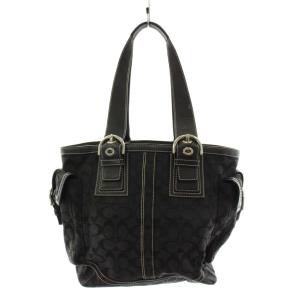 COACH シグネチャー ハンドバッグ トートバッグ ショルダーバッグ キャンバス レザー 黒 ブラック /AN6