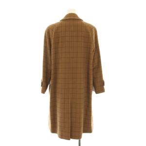 Aquascutum ウールコート ロング チェック アウター 9 茶色 ブラウン 長袖 /YM MA