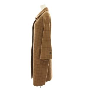 Aquascutum ウールコート ロング チェック アウター 9 茶色 ブラウン 長袖 /YM MA