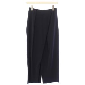 19AW ダブルクロスミニマルスカート ロング イージー 36 紺 ネイビー 300CA231-0090