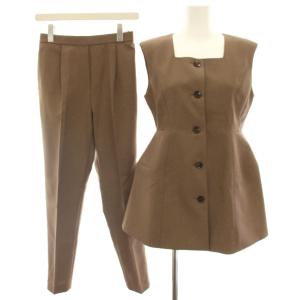 22AW ペプラムセットアップ 上下 ベスト ジレ イージーパンツ 38 茶 CWFO224014 /HN