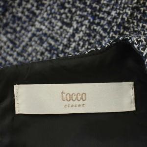 TOCCO ツイード ノースリーブ ワンピース ロング M ネイビー 紺 /G MA