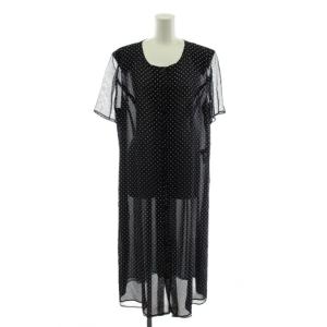 ワンピース ロング 半袖 ドット柄 メッシュ 15+ 紺 ネイビー /AN58 MA