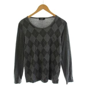 Tシャツ カットソー 長袖 ロゴ アーガイル 2 グレー /AN40 MA