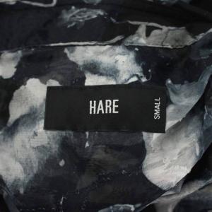 HARE シャツ S 紺 ネイビー 花柄 長袖 シアー シースルー /GG14 MA