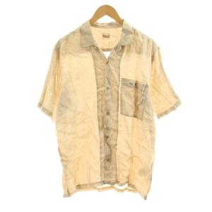 オープンカラーシャツ カジュアルシャツ 半袖 麻 リネン M ベージュ D0433FBA092 /KU