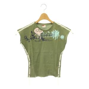 カットソー フレンチスリーブ コットン XXL カーキ オフホワイト マルチカラー /DO MA