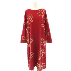 ワンピース ロング 長袖 40 レッド ベージュ /DO MA