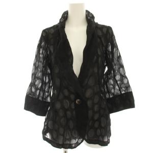 シャツ ブラウス 38 黒 ブラック 水玉 ドット柄 ショールカラー 七分袖 /HN MA