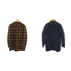 ハリスツイード Harris Tweed リバーシブル コート ウール チェック アウター 48 紺 ネイビー