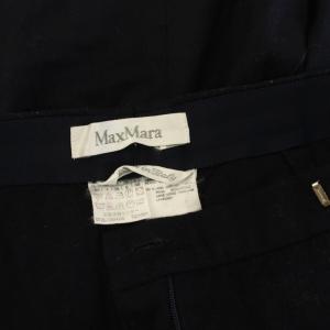 Max Mara パンツ スラックス ウール 38 紺 ネイビー ワイド フルレングス /YM KC