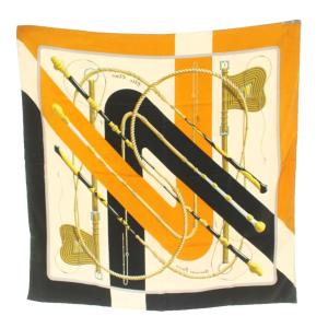 HERMES Clic Clac スカーフ シルク 絹 黄 イエロー 白 ホワイト 黒 ブラック /AN GY09 OH