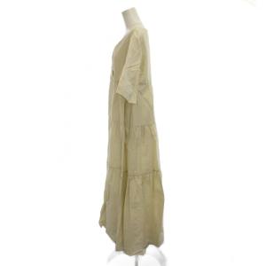 MAX MARA WEEKEND LINE ワンピース 麻 40 アイボリー Vネック 半袖 ティアード 522614196 /JP H