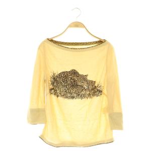 GKITALIYA カットソー 七分袖 豹柄 ラメ 9 ベージュ マルチカラー /ES MA