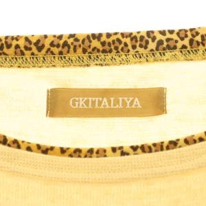 伊太利屋 GKITALIYA カットソー 七分袖 豹柄 ラメ 9 ベージュ マルチカラー /ES MA