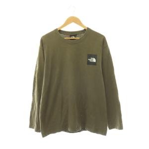Tシャツ カットソー 長袖 バックプリント XL カーキ ブラック ホワイト /ES MA
