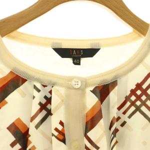 DAKS カーディガン 長袖 切替 シルク ニット 40 アイボリー マルチカラー /ES MA