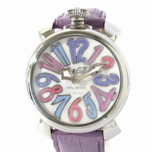 腕時計 マニュアーレ 40mm クォーツ レザーベルト 薄紫 パープル MANUALE AA