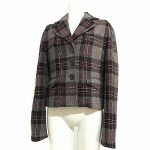 ジャケット テーラード ショート丈 チェック 3B 長袖 黒 グレー 40 アウター