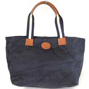 Tessuti&Pelli トート バッグ ハンド ナイロン レザー 紺 ネイビー 鞄