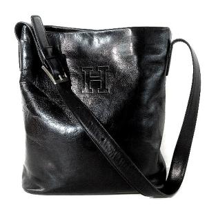 ワンショルダー バッグ レザー ロゴ 黒