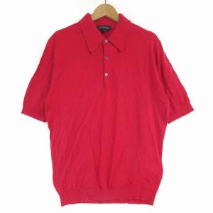 ポロ シャツ ニット 半袖 コットン イギリス製 赤 レッド S トップス