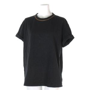 カットソー 半袖 ストレッチ ビーズ 真鍮 グレーM トップス IBS73