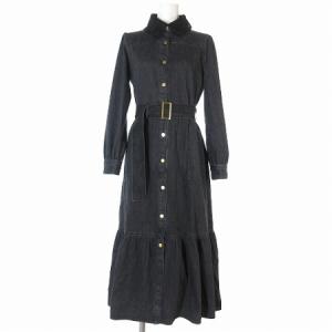 20AW ワンピース ロング マキシ丈 長袖 デニム 衿 レース