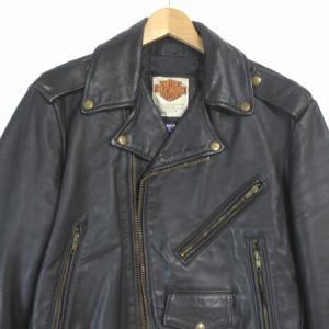 HARLEY DAVIDSON ライダース ダブル レザー ジャケット ジップアップ USA製 ブラック 38