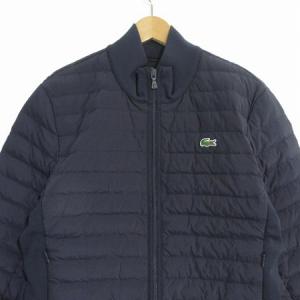 LACOSTE タグ付き ダウン ジャケット ブルゾン スタンドカラー リブ ジップアップ 紺 ネイビー 46 アウター