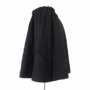 BLUE LABEL CRESTBRIDGE スカート 膝丈 ギャザー フレア ウール イージー 無地 ブラック 36