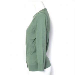 JOHN SMEDLEY ニット カーディガン コットン 丸首 七分袖 薄手 黄緑 S トップス