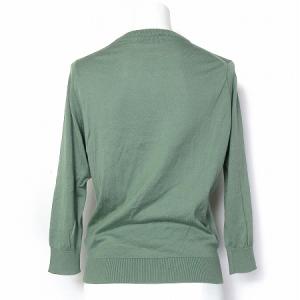 JOHN SMEDLEY ニット カーディガン コットン 丸首 七分袖 薄手 黄緑 S トップス