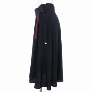 BLUE LABEL CRESTBRIDGE タグ付き ラップ スカート 膝丈 フレア リボン