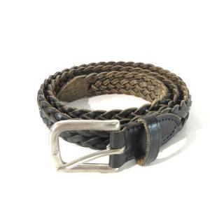 White house Cox ベルト 編み込み レザー カーキ