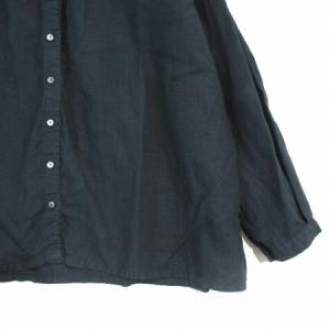 nest Robe 2020年 リネン シャツ ブラウス 長袖 ラップカラー 2WAY タック ギャザー 麻 緑 グリーン