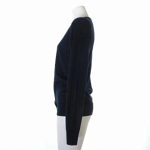 JOHN SMEDLEY ニット カーディガン 長袖 丸首 ウール 100% ネイビー S トップス