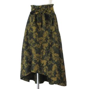 近年モデル スカート ロング フィッシュテール アシンメトリー ハイウエスト ジャガード イエロー 36 ボトムス
