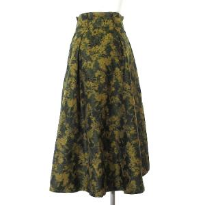 GRACE CONTINENTAL 近年モデル スカート ロング フィッシュテール アシンメトリー ハイウエスト ジャガード イエロー 36 ボトムス