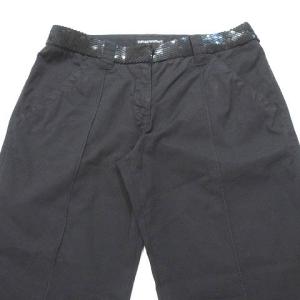 EMPORIO ARMANI パンツ スラックス センタープリーツ スパンコール装飾 38 ブラック