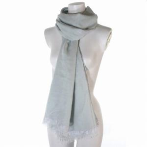 Loro Piana ストール ショール フリンジ ラメ糸 カシミヤ シルク混 水色 ブルー