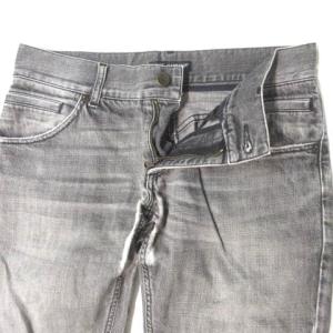 DOLCE&GABBANA デニム パンツ ジーンズ ダメージ加工 USED加工 ロゴ プレート イタリア製 グレー 46