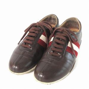 BALLY スニーカー ローカット カーフ レザー 切替 キャンバス ライン モカ 4.5