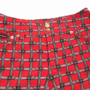 D&G パンツ ブーツカット フレア パンツ ベルト柄 総柄 レッド 40
