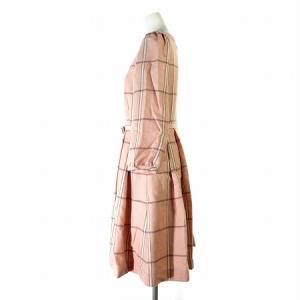 BLUE LABEL CRESTBRIDGE チェックひざ丈フレアワンピース 38 ピンク 